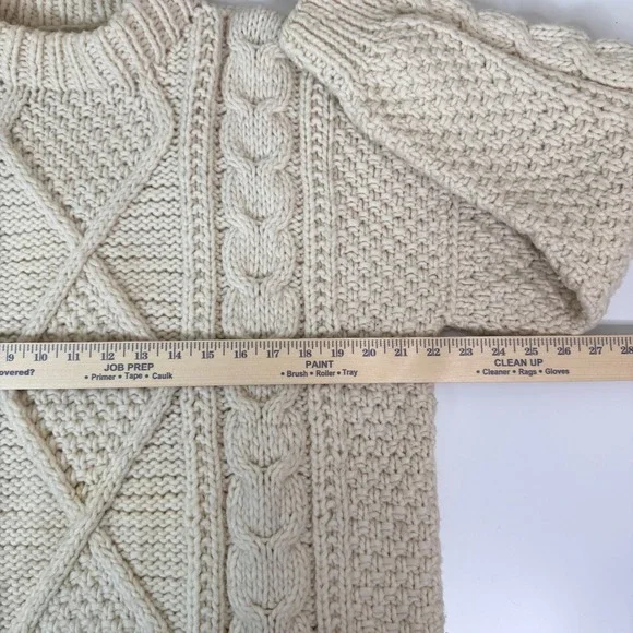 Artesania Lucita Cream Cable Knit Wool Sweater Mock Neck Chunky Fisherman - Picture 5 of 10